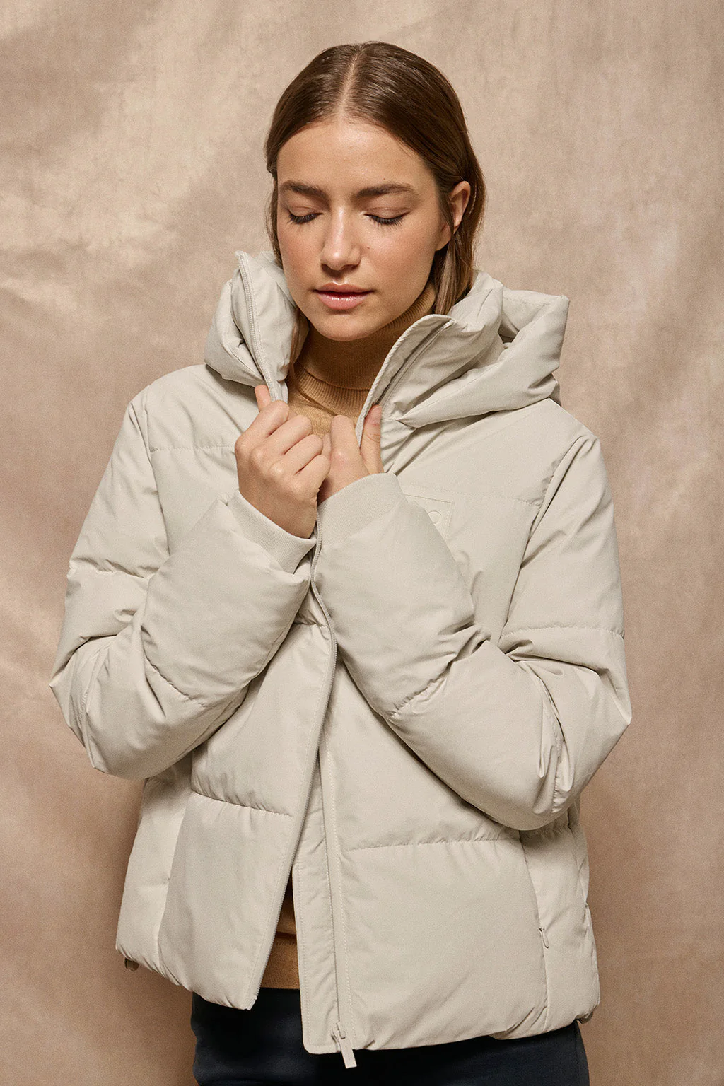 Grey puffer jacket Glacier with fixed hood and Polo Club details - Image 7