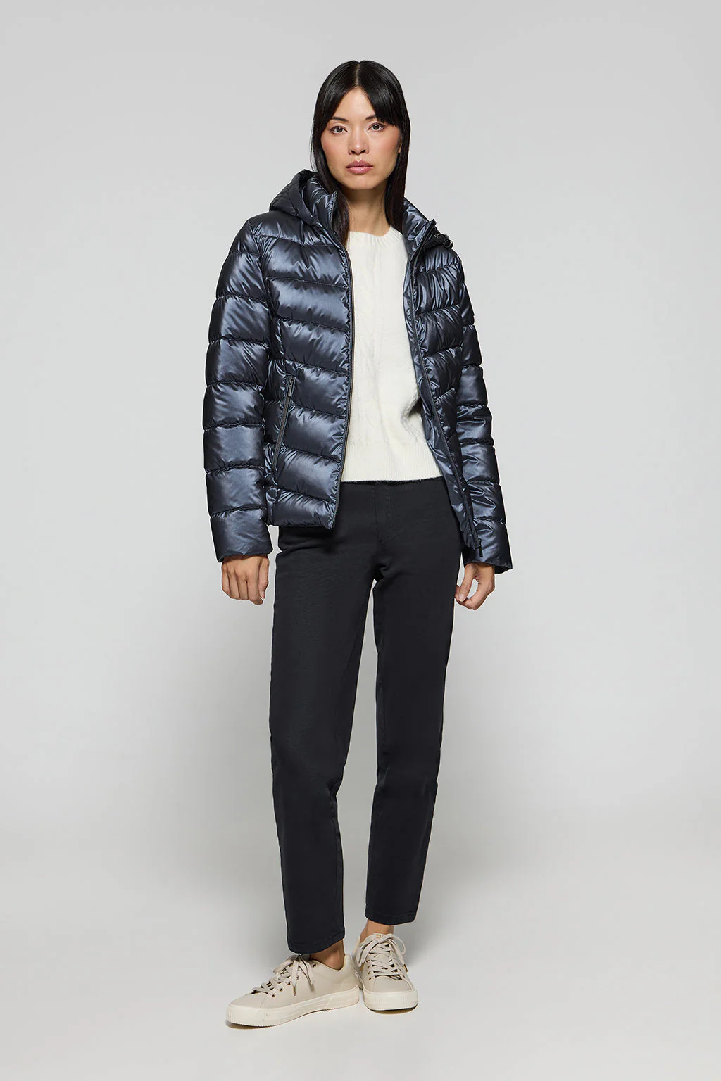 Blue glitter-effect coat Golden with detachable hood and Polo Club details - Image 2