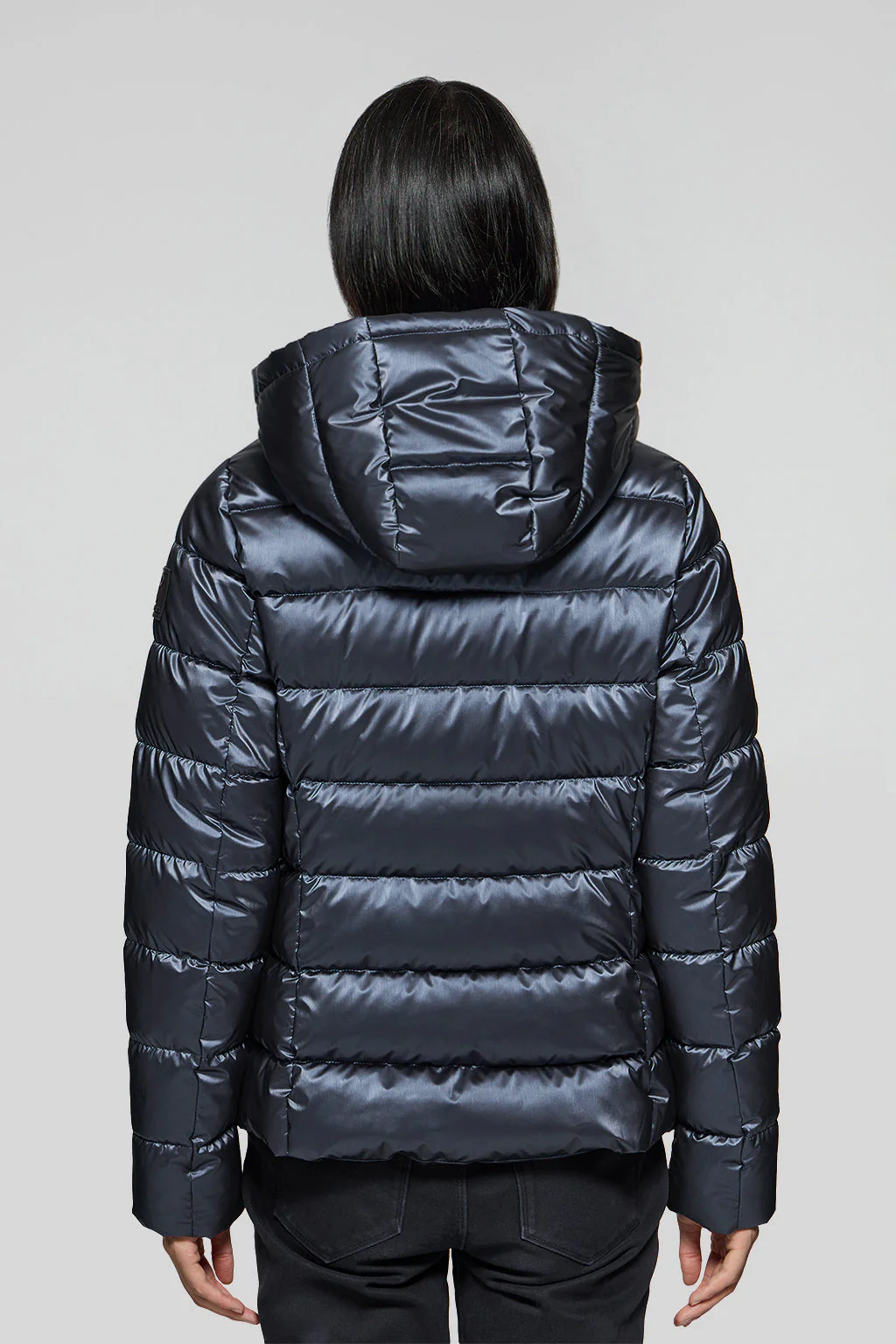 Blue glitter-effect coat Golden with detachable hood and Polo Club details - Image 4