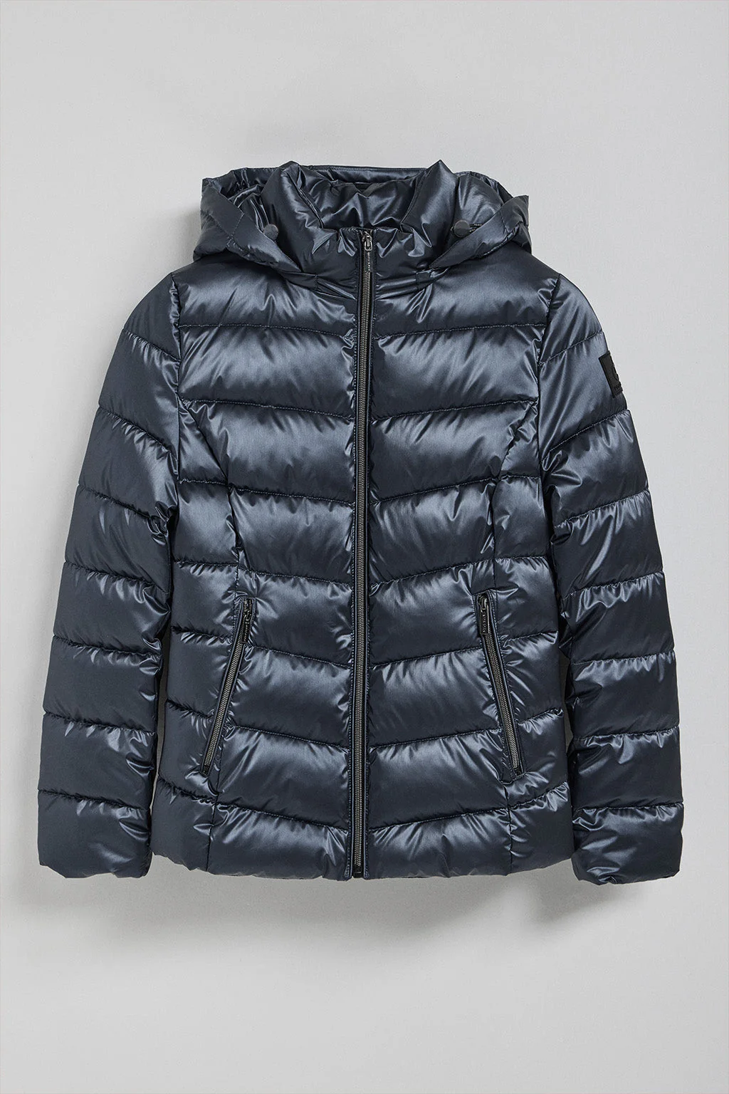 Blue glitter-effect coat Golden with detachable hood and Polo Club details - Image 9