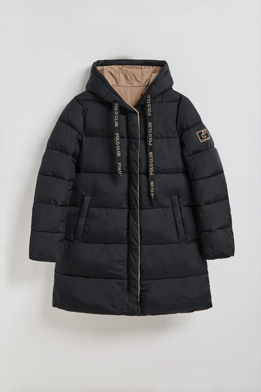 Black reversible coat Gracia with fixed hood and Polo Club details - Image 11