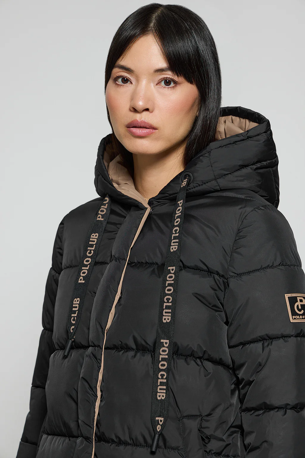 Black reversible coat Gracia with fixed hood and Polo Club details - Image 3
