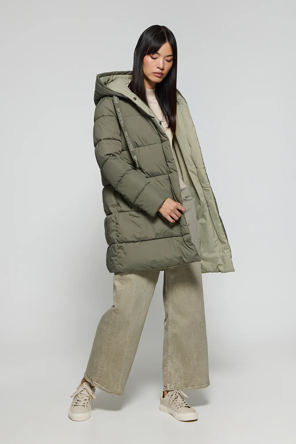 Green reversible coat Gracia with fixed hood and Polo Club details - Image 4
