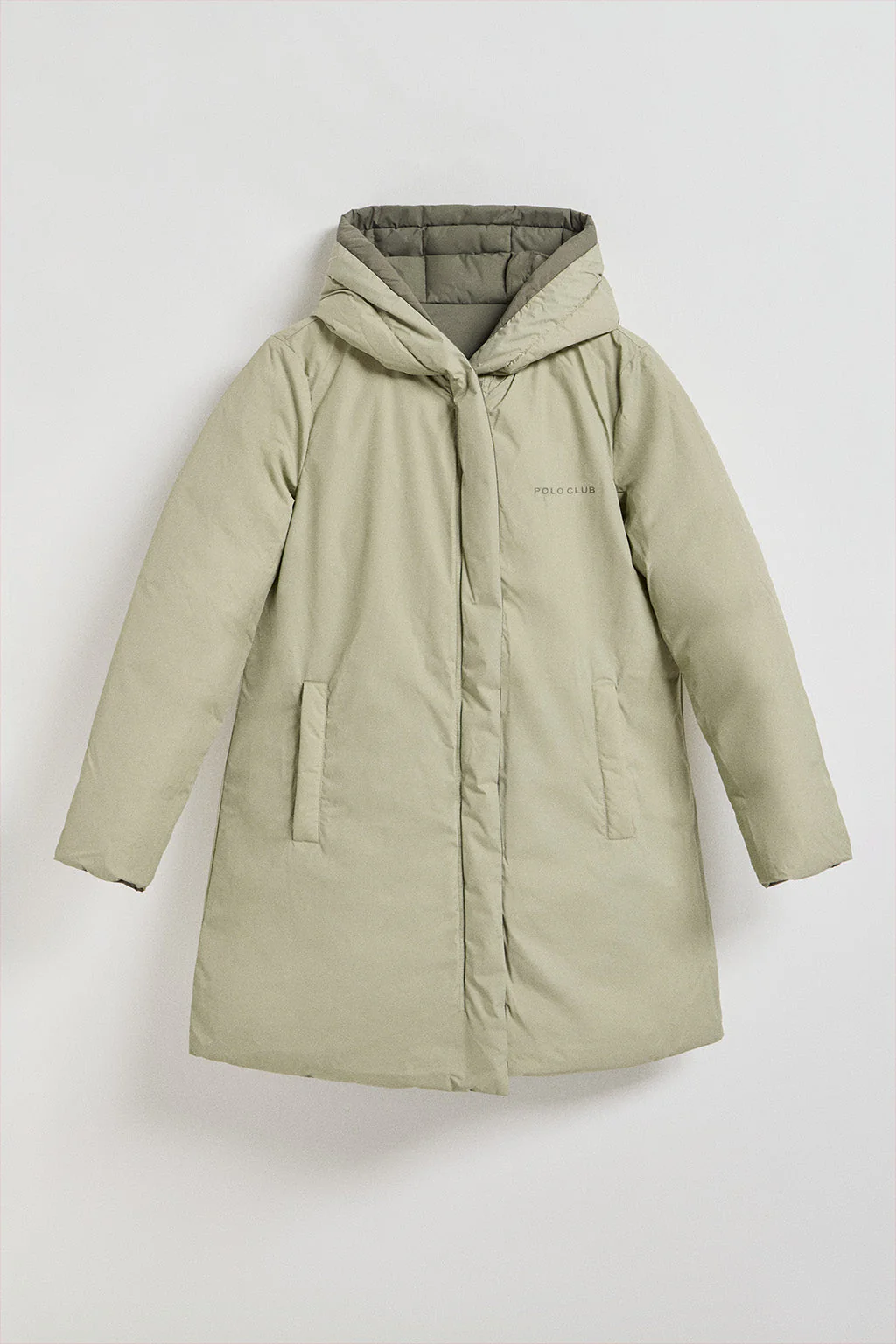 Green reversible coat Gracia with fixed hood and Polo Club details - Image 7
