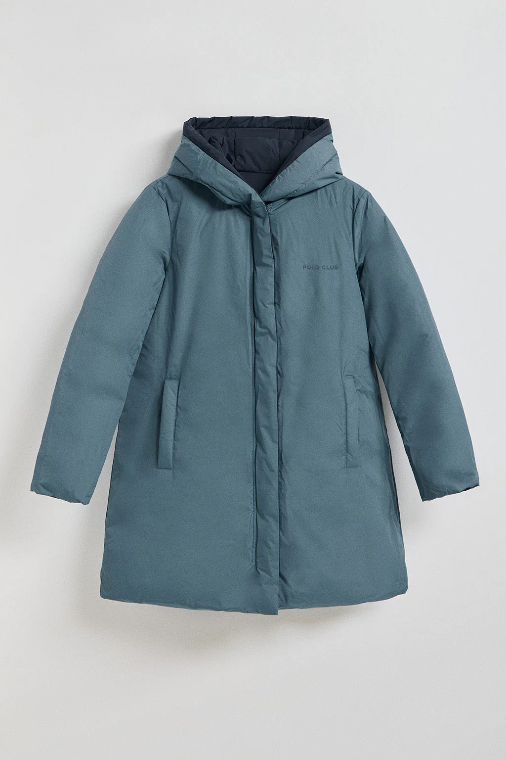 Blue reversible coat Gracia with fixed hood and Polo Club details - Image 8