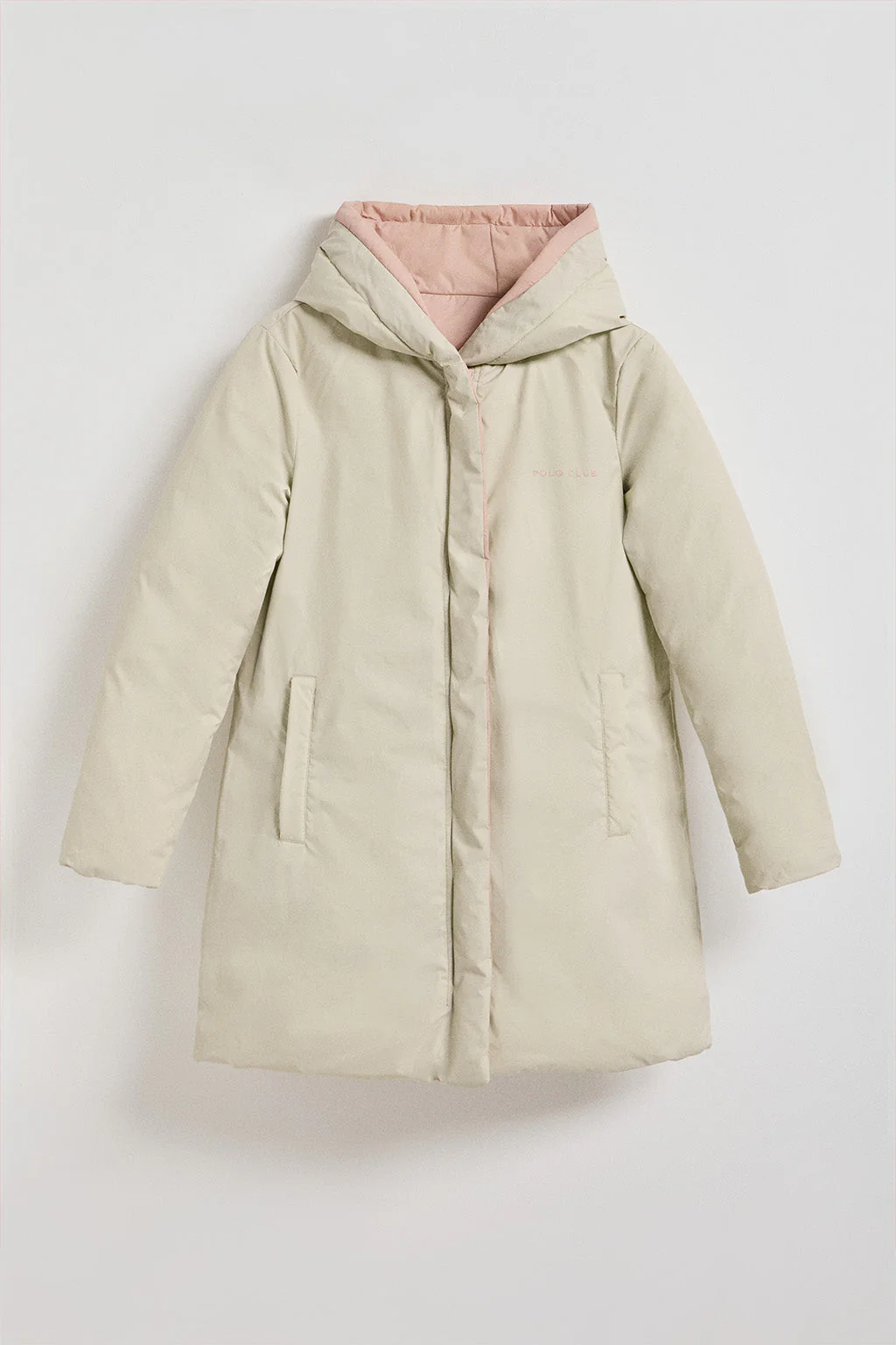Pink reversible coat Gracia with fixed hood and Polo Club details - Image 10