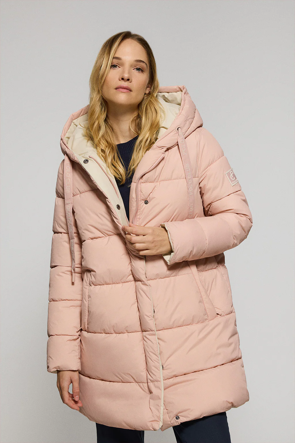 Pink reversible coat Gracia with fixed hood and Polo Club details - Image 3