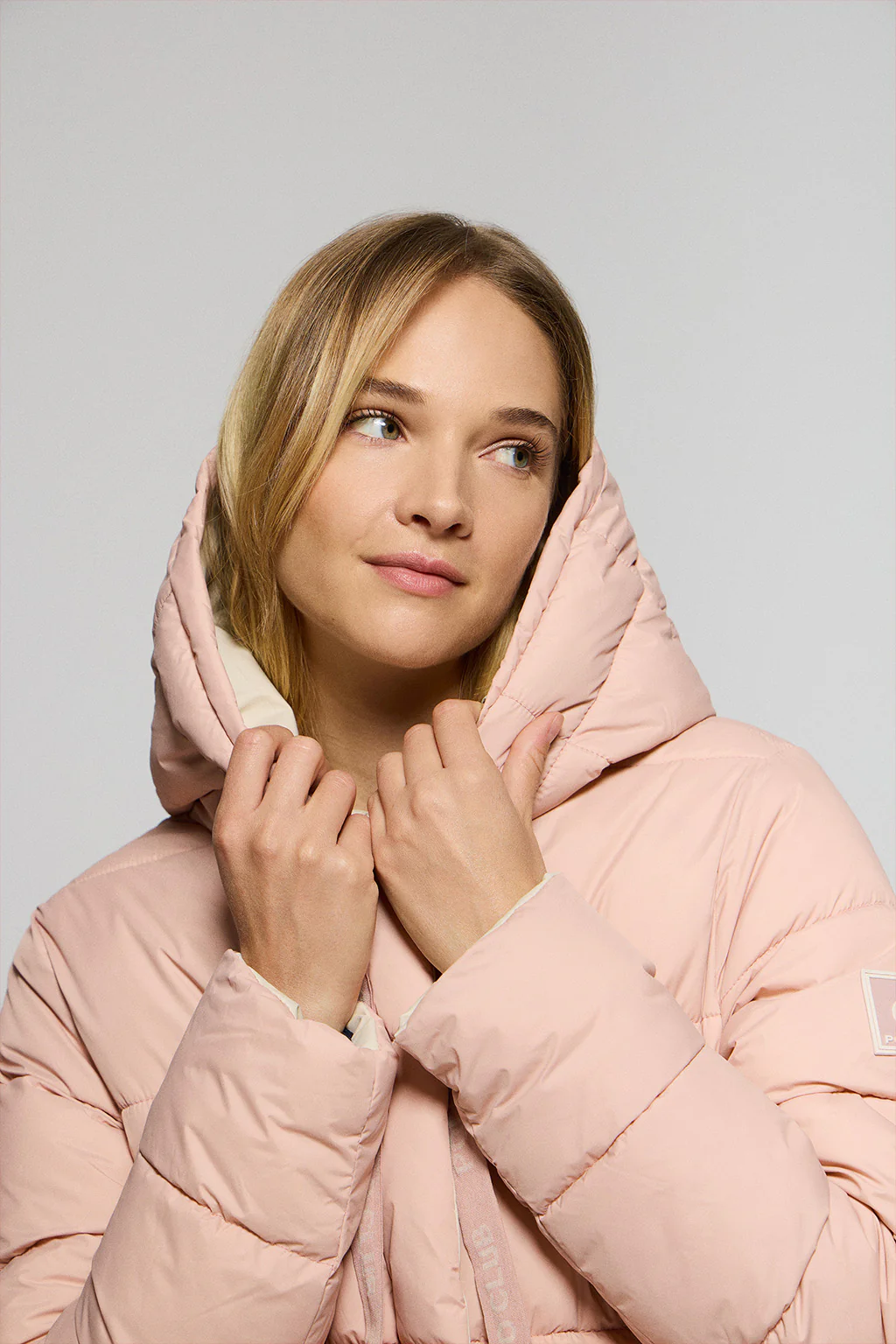 Pink reversible coat Gracia with fixed hood and Polo Club details - Image 4