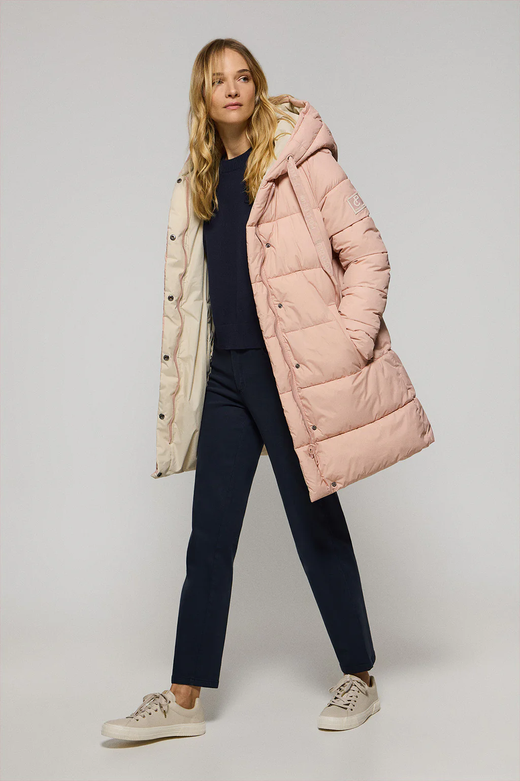 Pink reversible coat Gracia with fixed hood and Polo Club details - Image 5