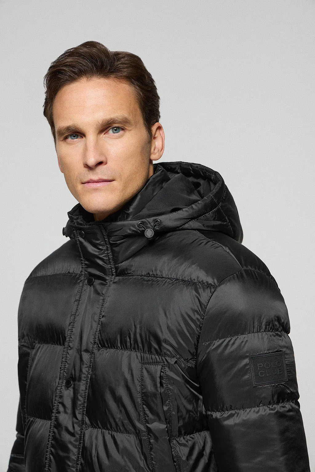 Black coat Greenwich with pockets, fixed hood and Polo Club details - Image 2