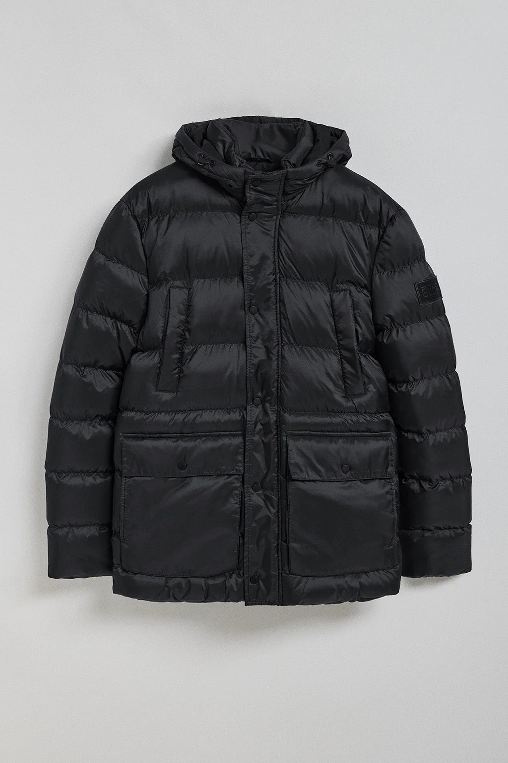 Black coat Greenwich with pockets, fixed hood and Polo Club details - Image 9