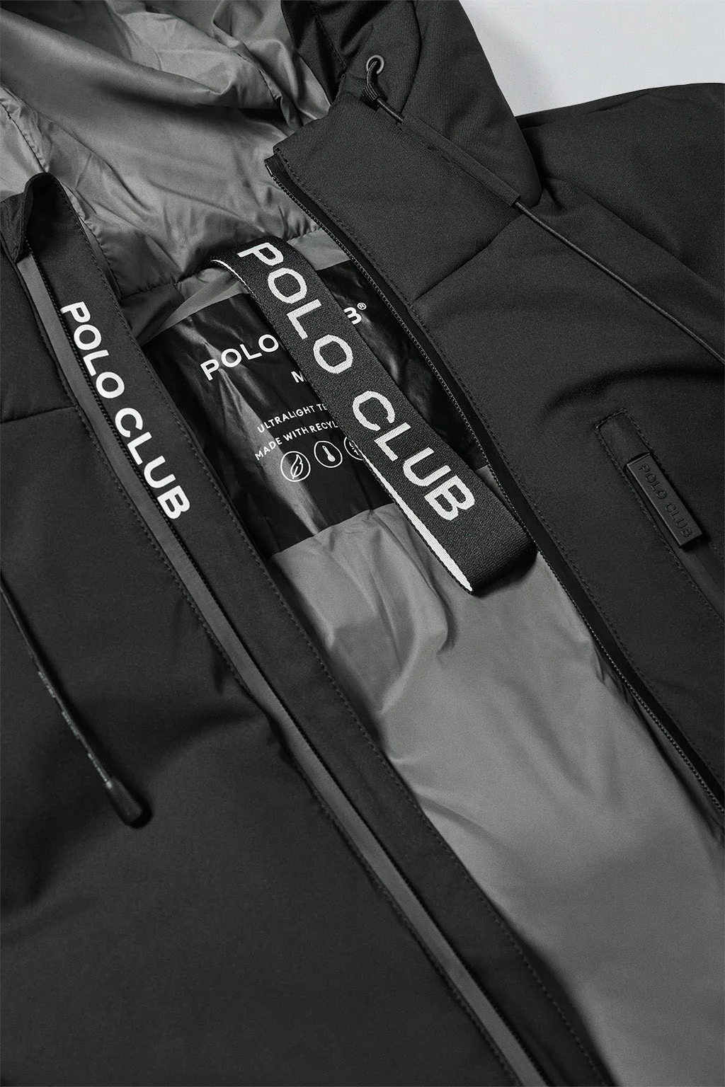 Black jacket Gstaad with fixed hood and Polo Club details - Image 10