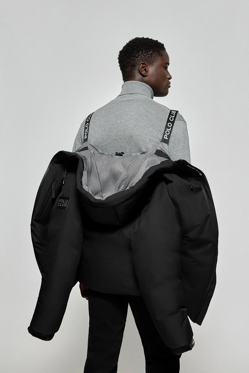 Black jacket Gstaad with fixed hood and Polo Club details - Image 4