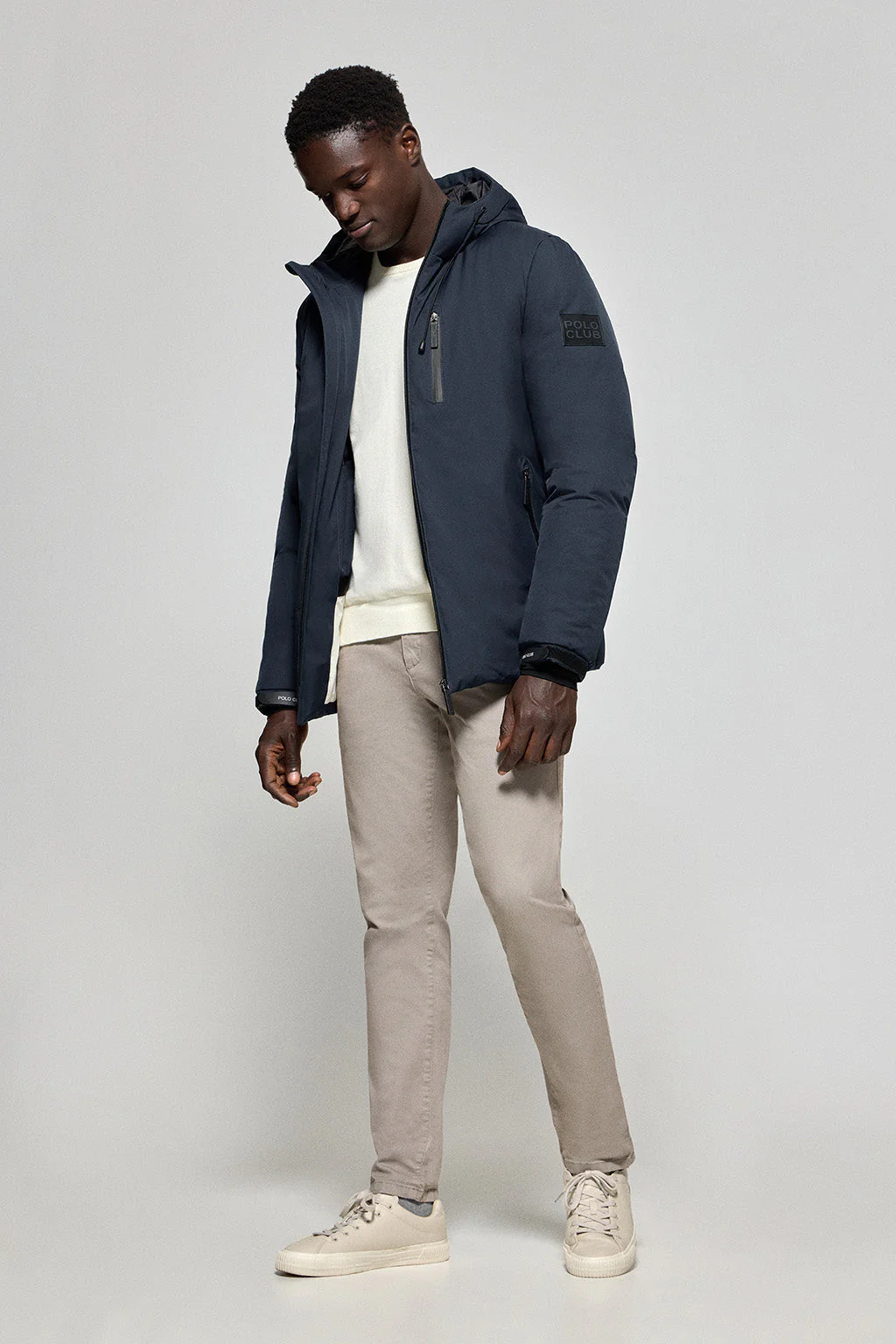 Denim-blue jacket Gstaad with fixed hood and Polo Club details - Image 3