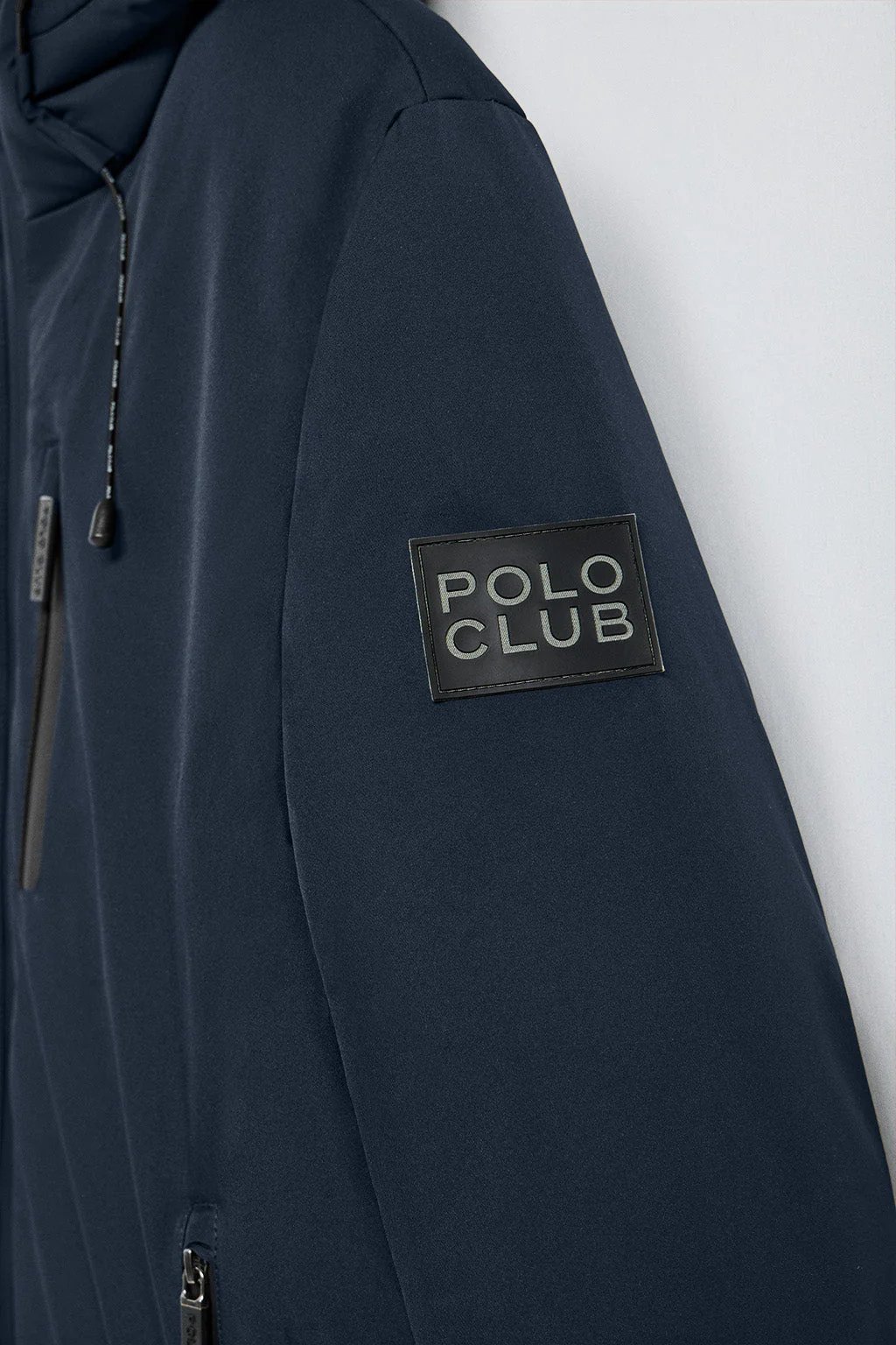 Denim-blue jacket Gstaad with fixed hood and Polo Club details - Image 7