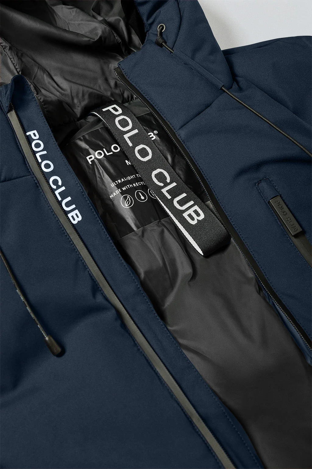 Denim-blue jacket Gstaad with fixed hood and Polo Club details - Image 9