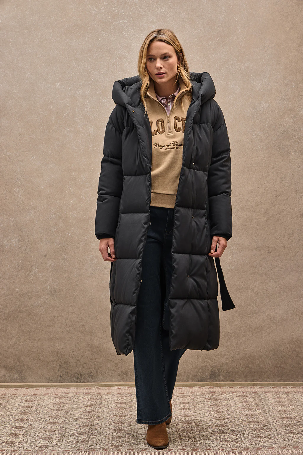 Black coat Guada Long with Polo Club logo - Image 3