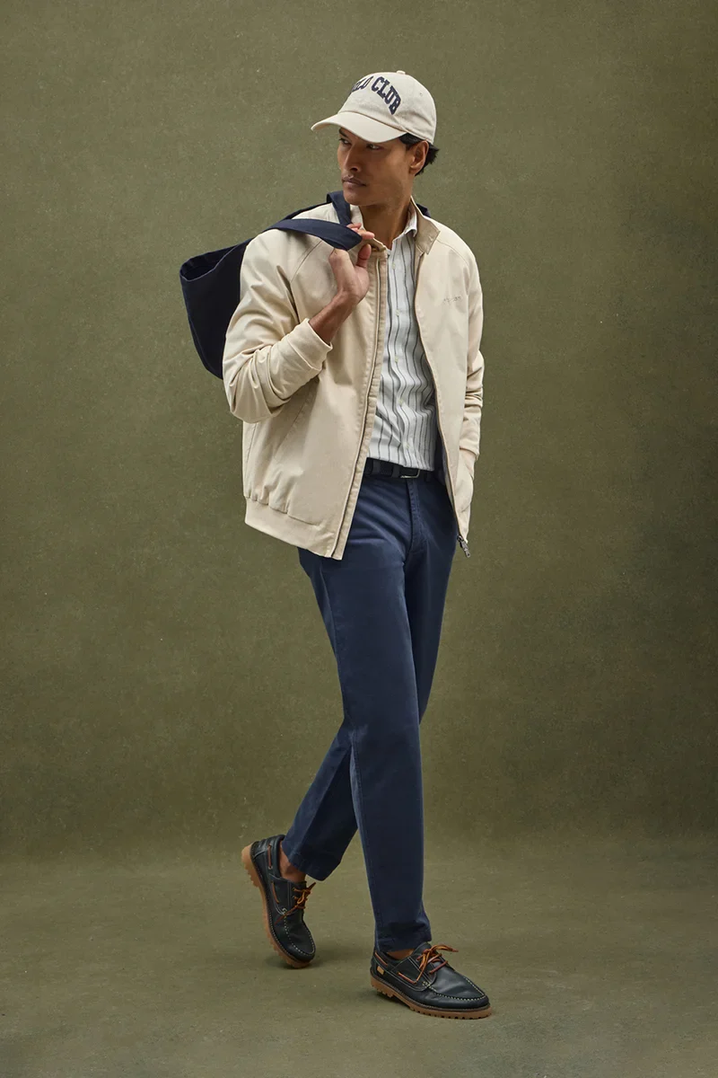 Beige jacket Harrington Bowery with Polo Club embroidery