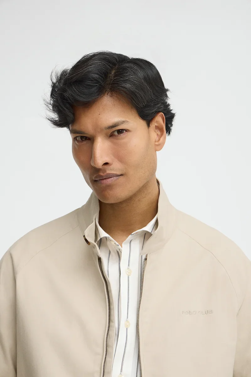 Beige jacket Harrington Bowery with Polo Club embroidery - Image 3