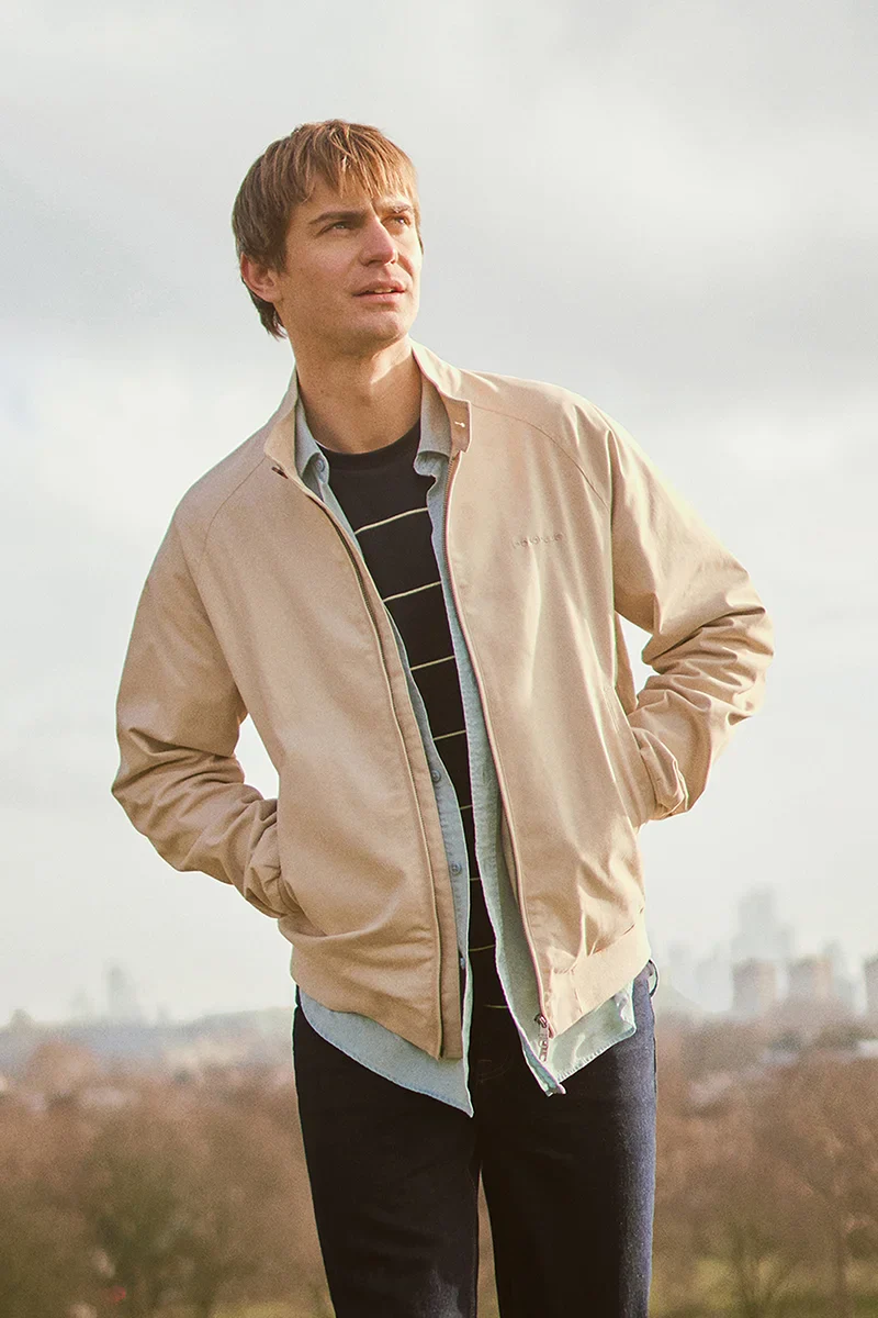 Beige jacket Harrington Bowery with Polo Club embroidery - Image 6