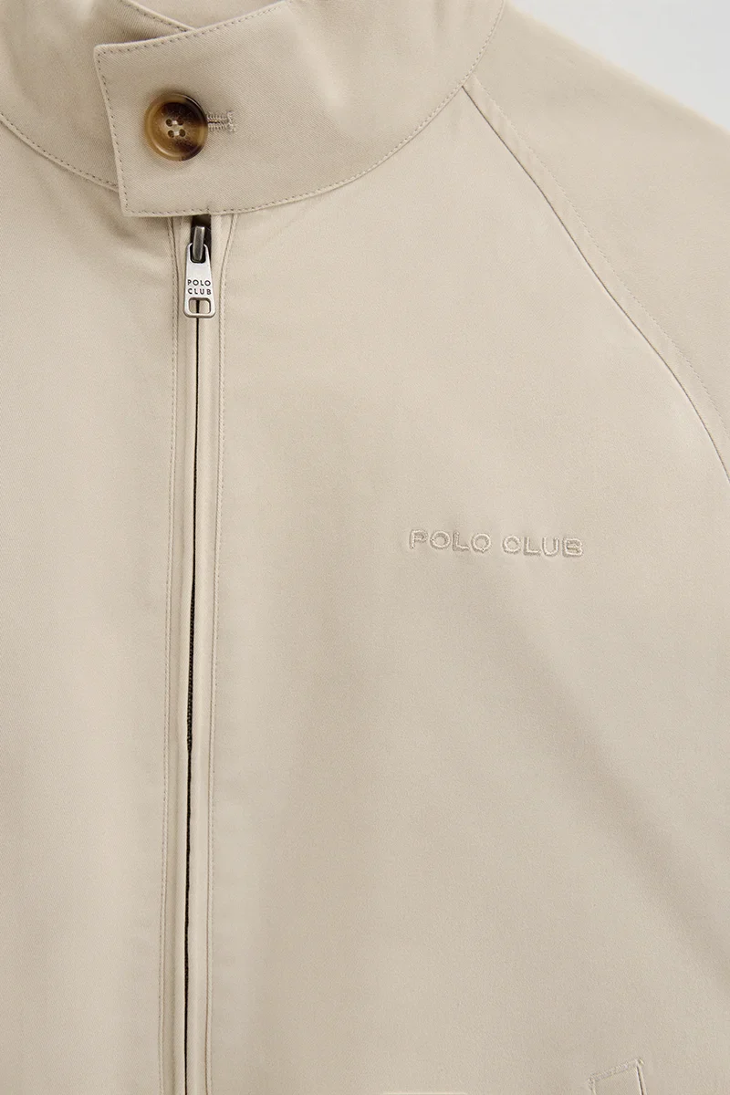 Beige jacket Harrington Bowery with Polo Club embroidery - Image 8