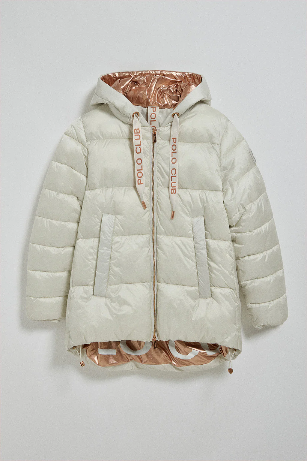 Ice puffer jacket in ice colour with fixed hood and Polo Club details - Image 12