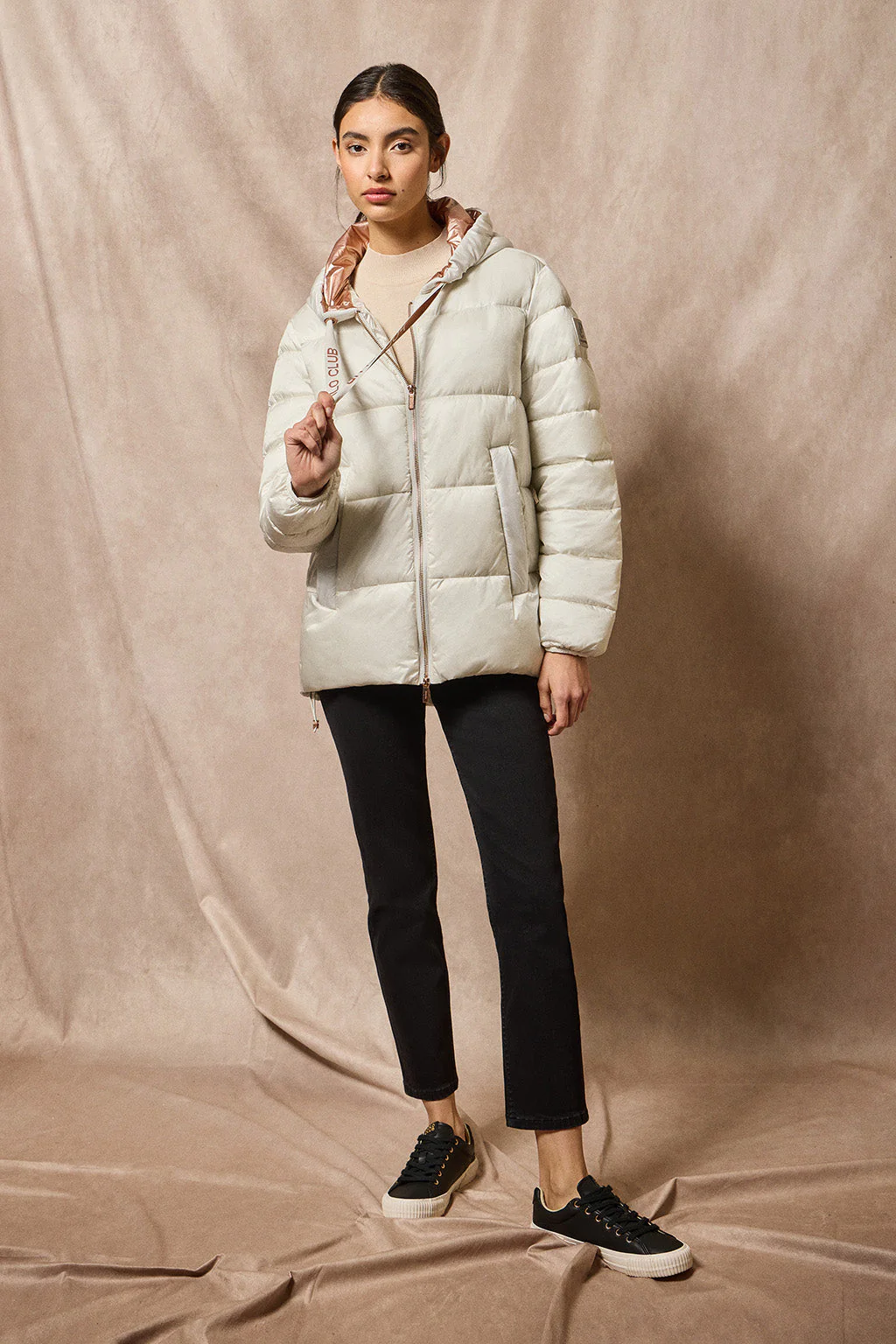 Ice puffer jacket in ice colour with fixed hood and Polo Club details - Image 5