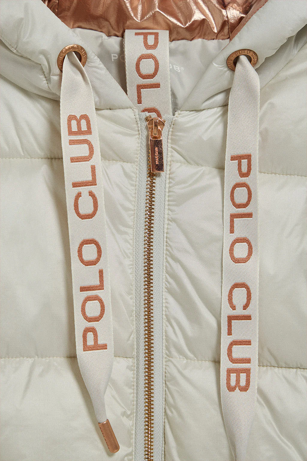 Ice puffer jacket in ice colour with fixed hood and Polo Club details - Image 8