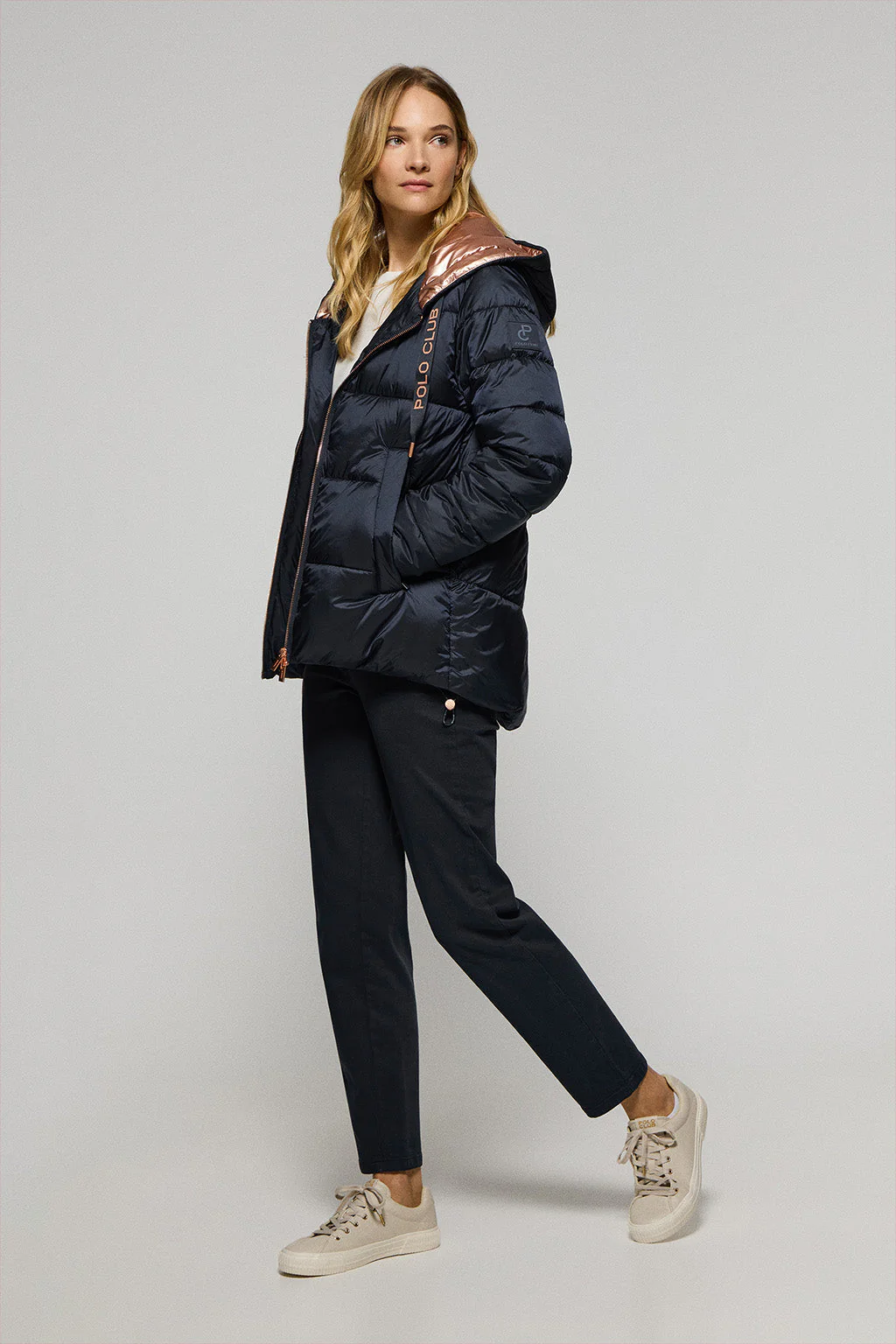Navy-blue jacket Ice with fixed hood and Polo Club details - Image 3