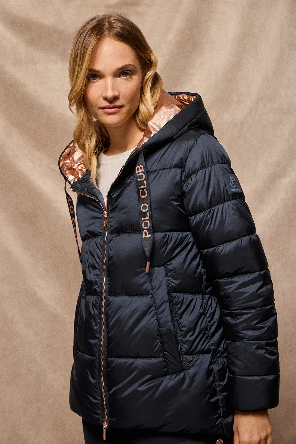 Navy-blue jacket Ice with fixed hood and Polo Club details - Image 5