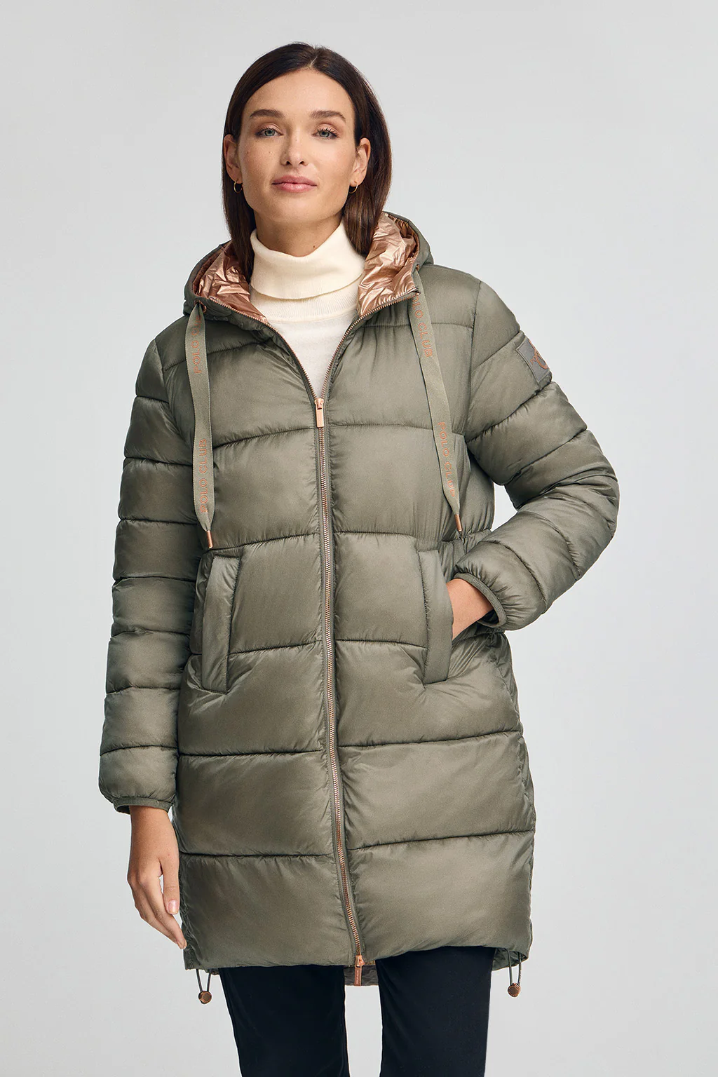 Army-green coat Ingrid with Polo Club logo - Image 2