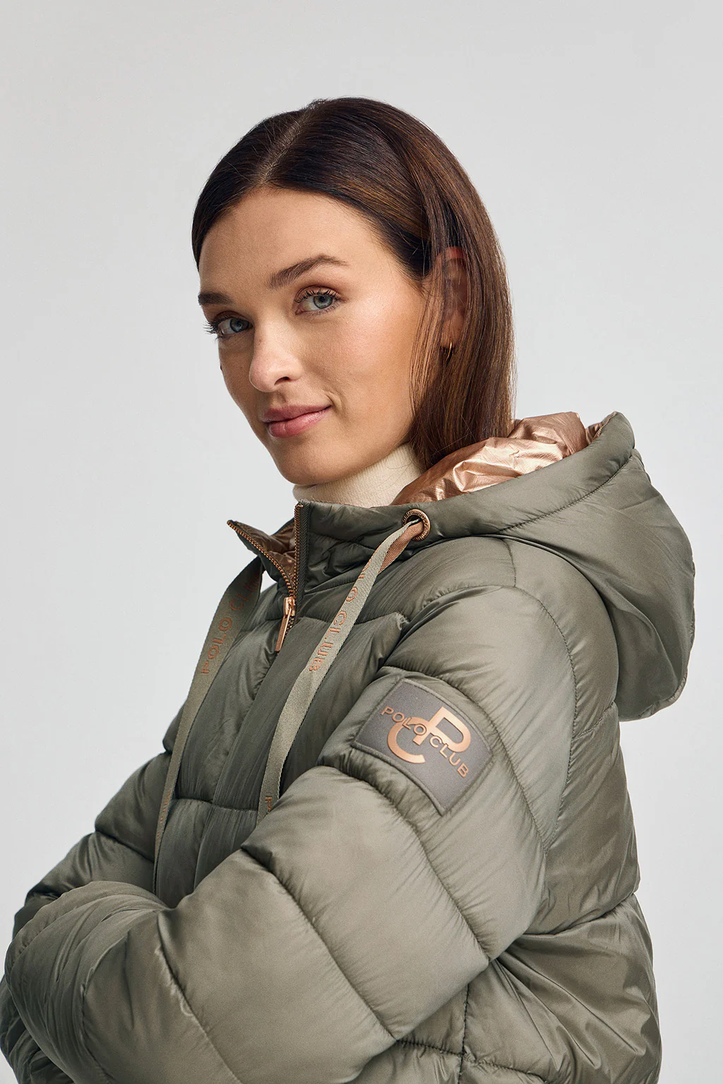 Army-green coat Ingrid with Polo Club logo - Image 3