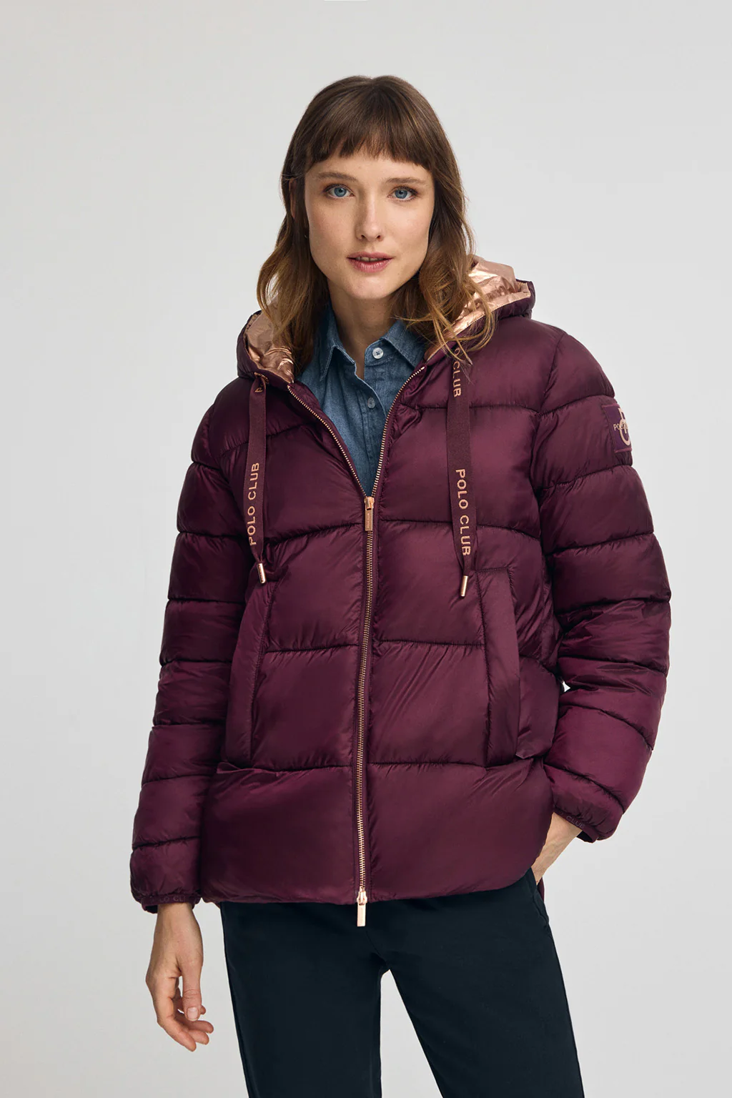 Burgundy jacket Ingrid with Polo Club logo