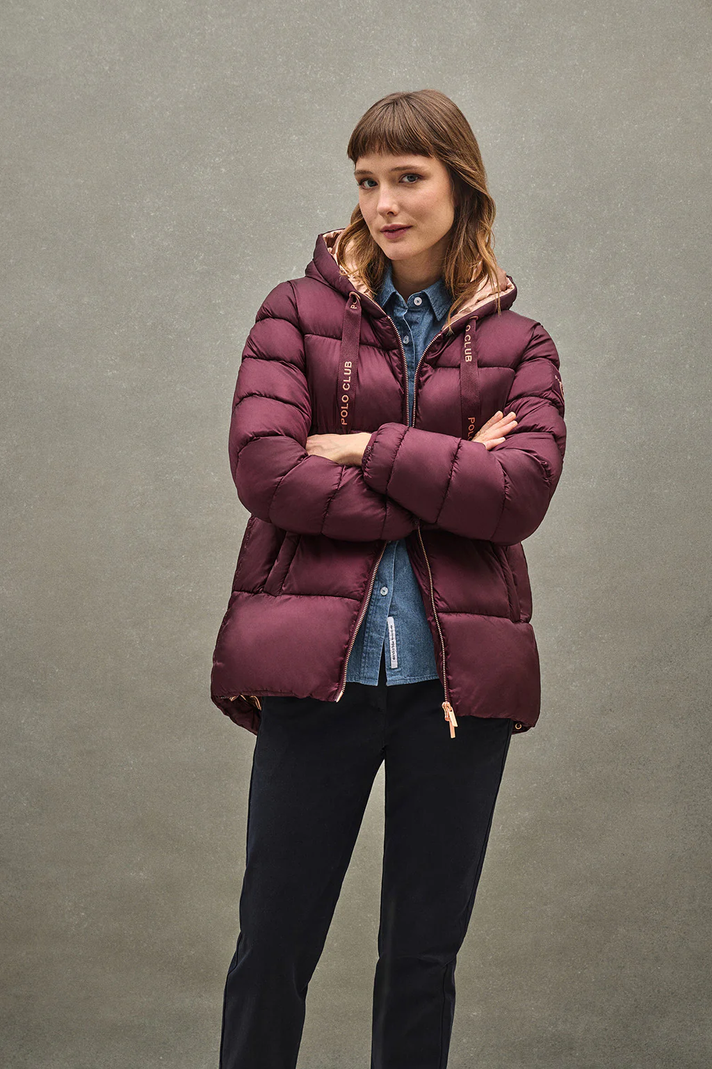Burgundy jacket Ingrid with Polo Club logo - Image 4