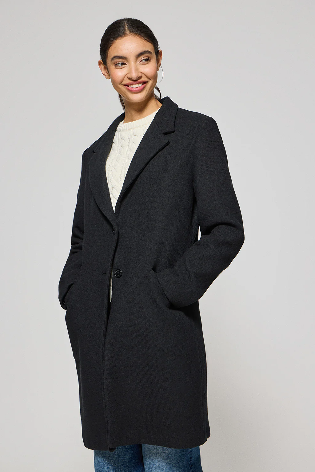 Black buttoned coat Kate with Polo Club details