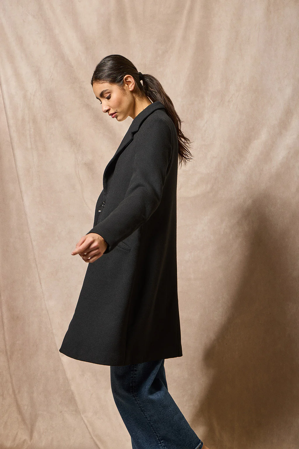 Black buttoned coat Kate with Polo Club details - Image 15
