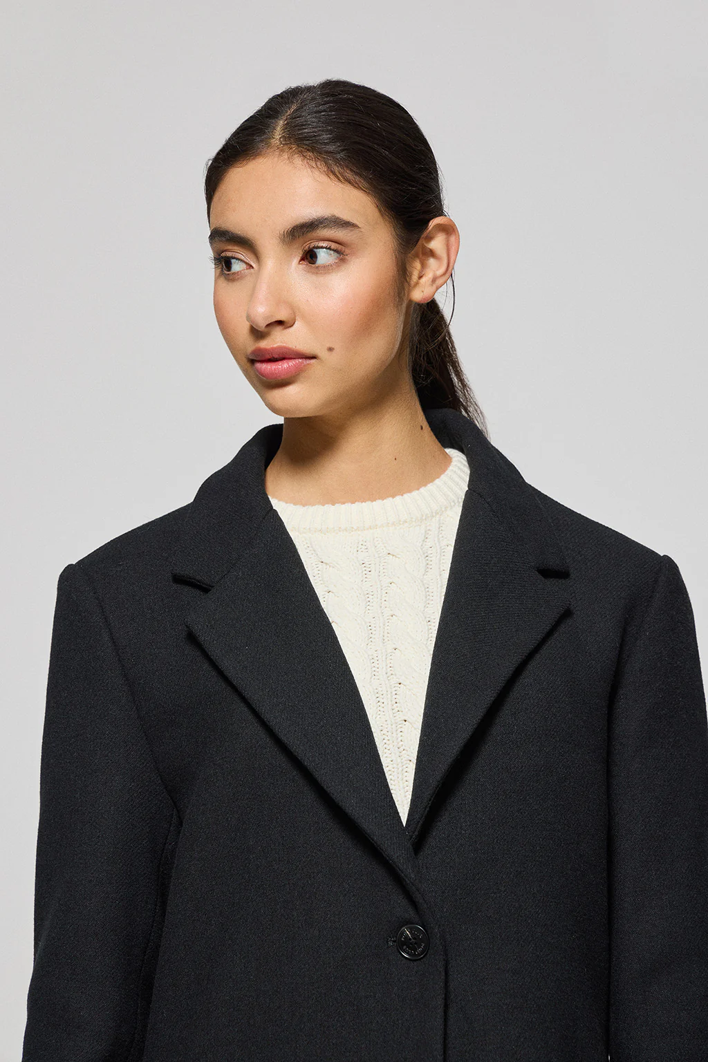 Black buttoned coat Kate with Polo Club details - Image 3