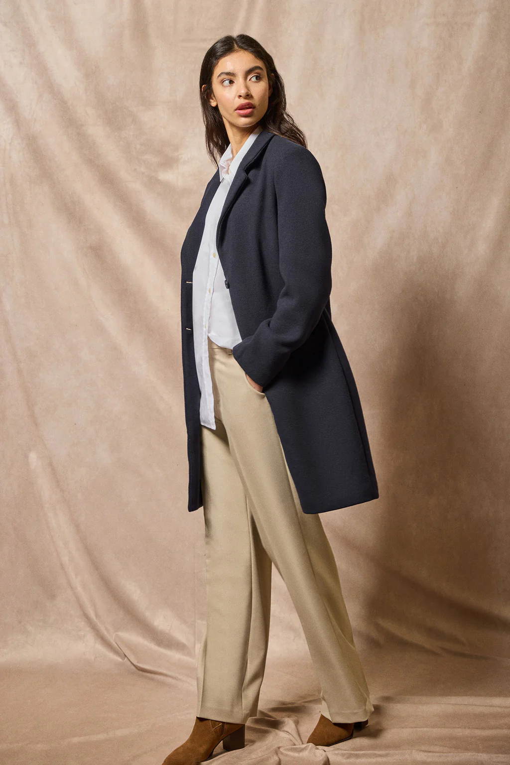 Navy-blue buttoned coat Kate with Polo Club details - Image 14