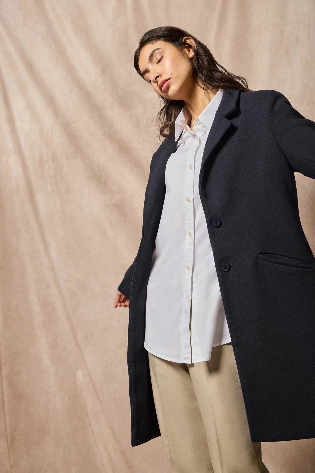 Navy-blue buttoned coat Kate with Polo Club details - Image 15