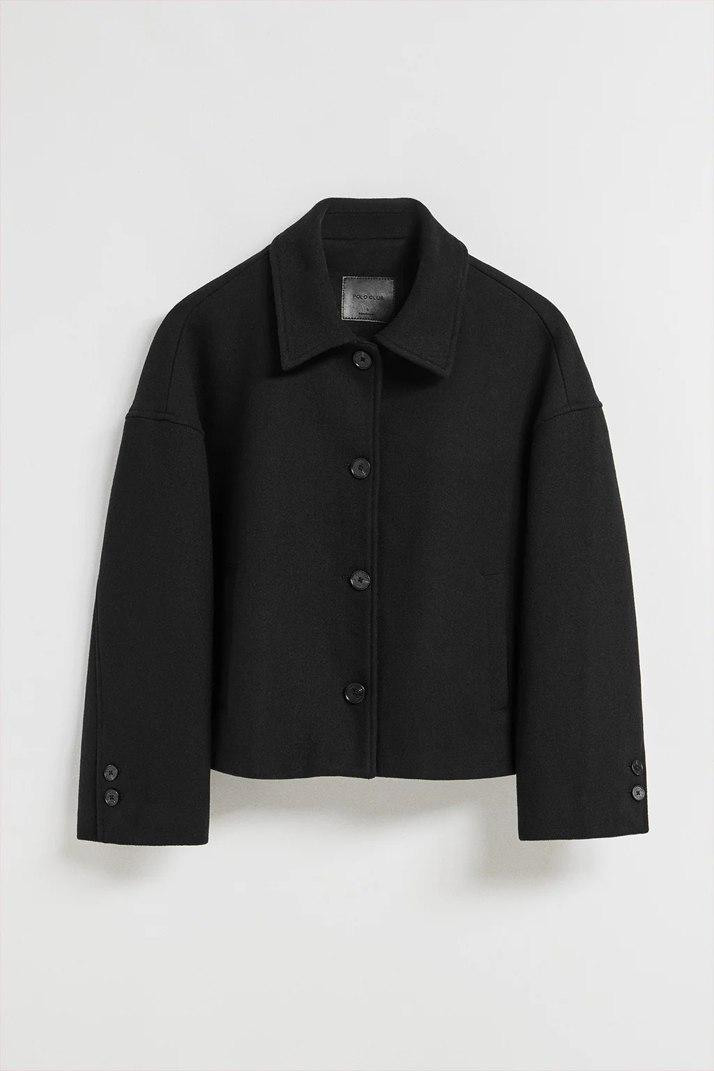 Black buttoned short coat Lita with Polo Club details - Image 12