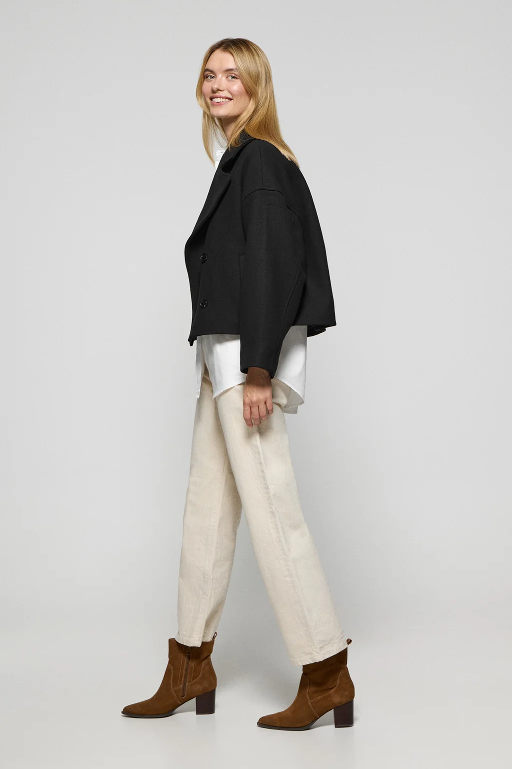 Black double-breasted short coat Lona with Polo Club details - Image 7