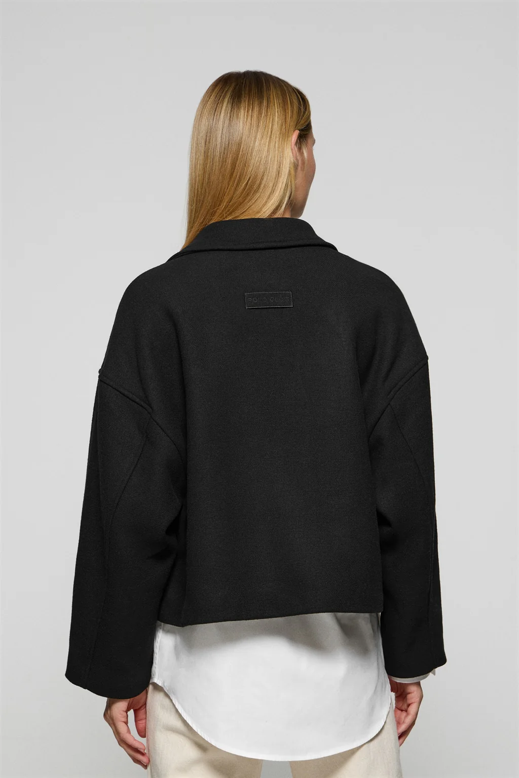 Black double-breasted short coat Lona with Polo Club details - Image 9