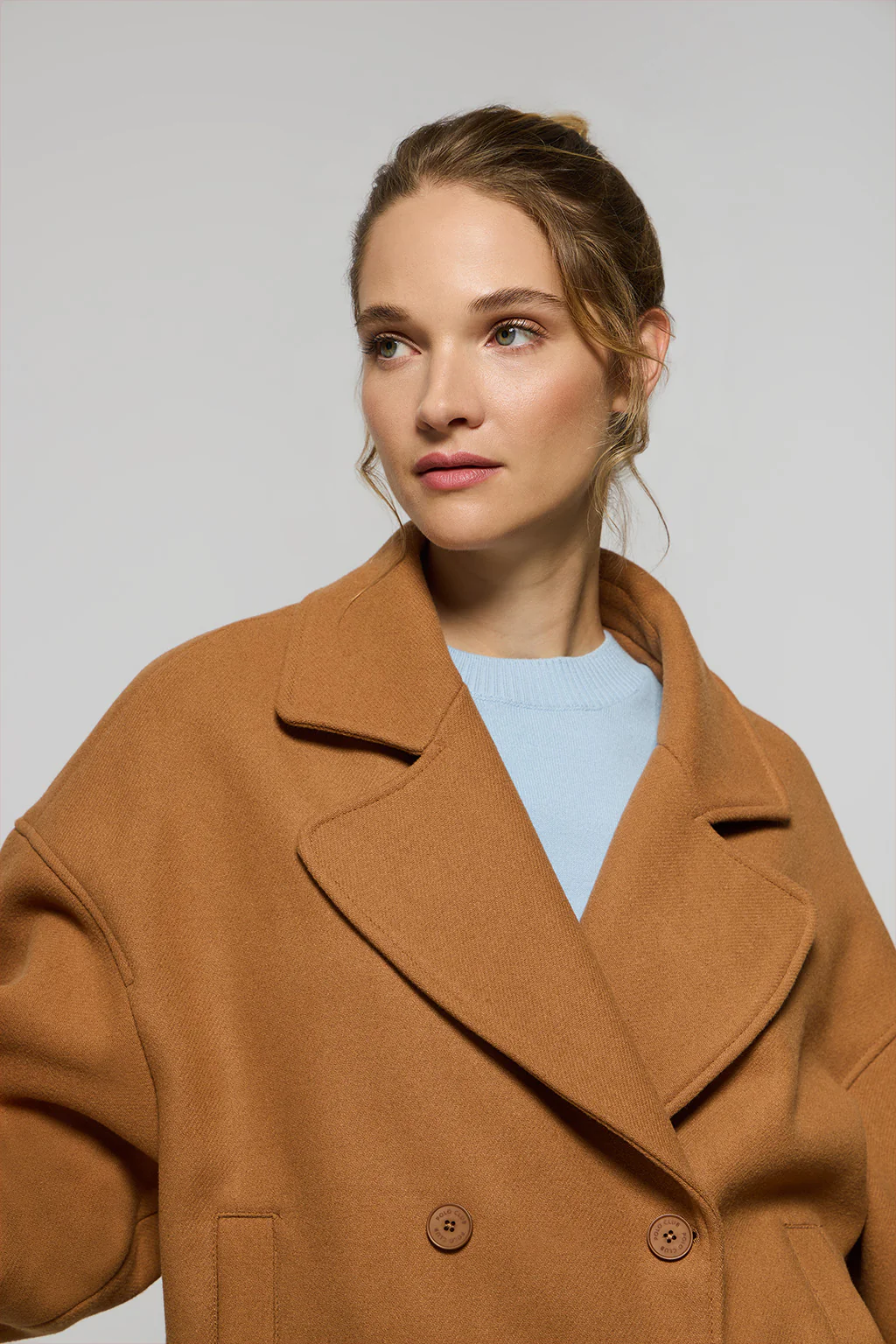Camel double-breasted short coat Canvas with Polo Club details - Image 3