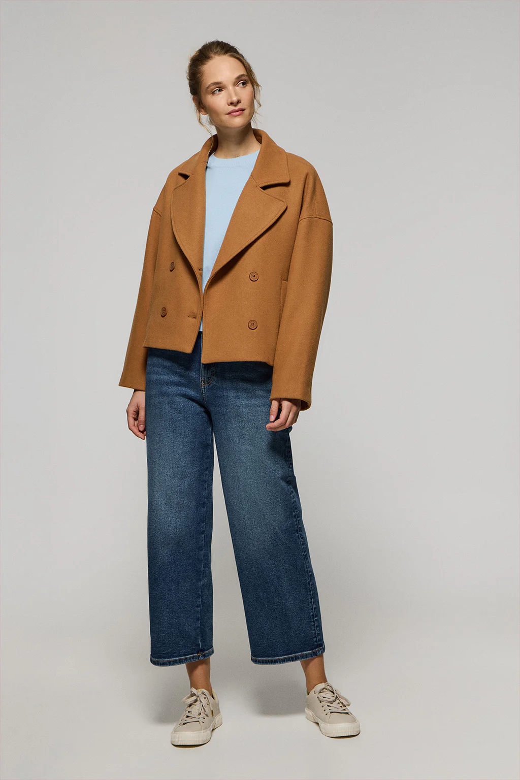 Camel double-breasted short coat Canvas with Polo Club details - Image 4
