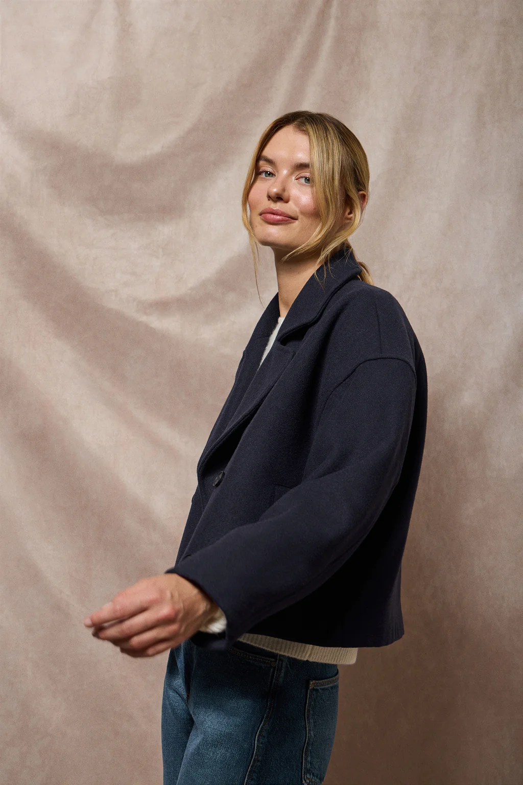 Navy-blue double-breasted short coat Lona with Polo Club details - Image 14