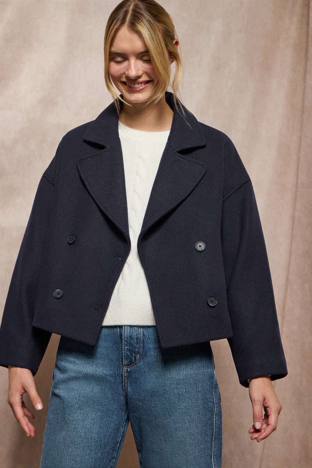 Navy-blue double-breasted short coat Lona with Polo Club details - Image 15