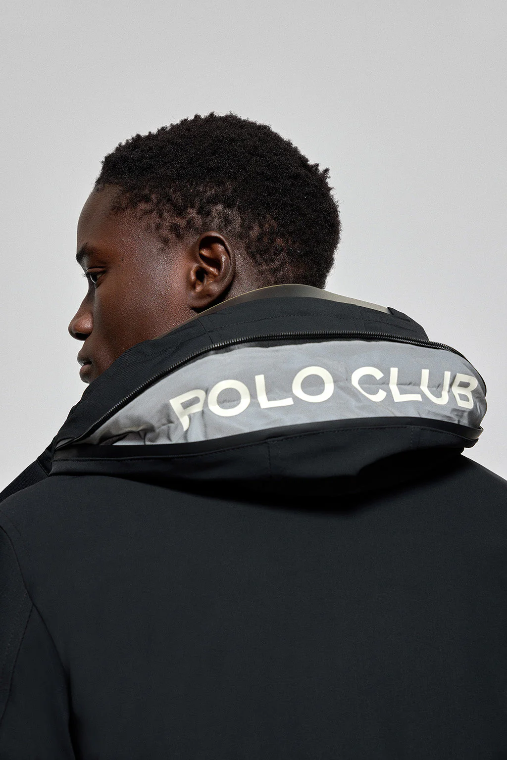 Black coat Mackey with fixed hood and Polo Club details - Image 5