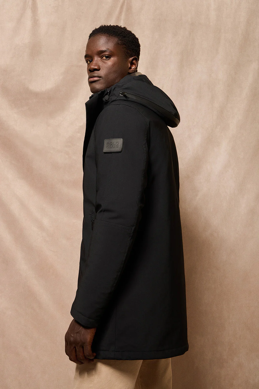 Black coat Mackey with fixed hood and Polo Club details - Image 7