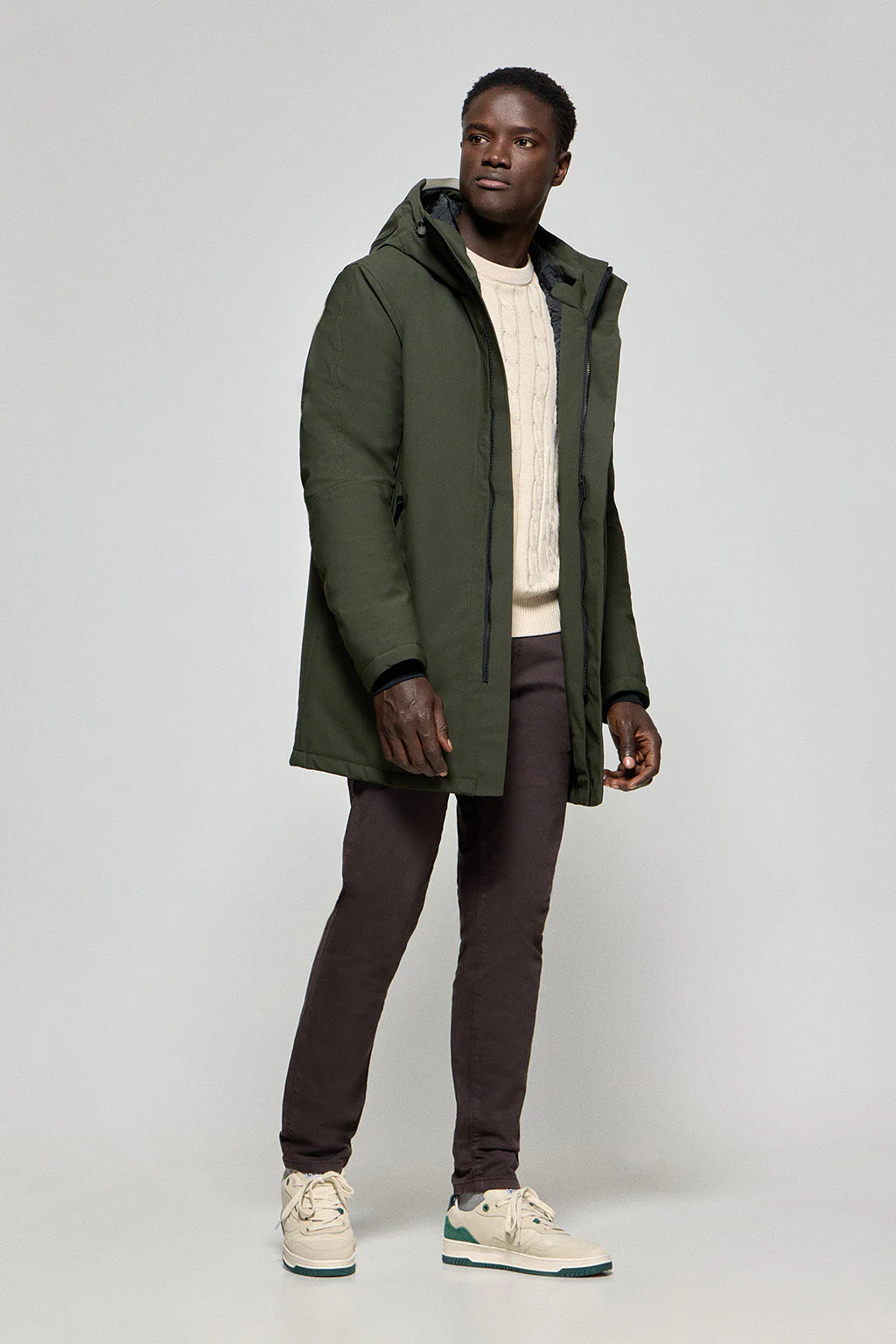 Khaki coat Mackey with fixed hood and Polo Club details - Image 3
