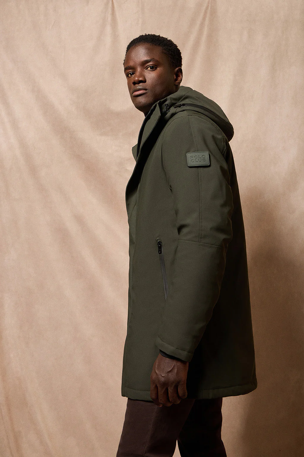 Khaki coat Mackey with fixed hood and Polo Club details - Image 8